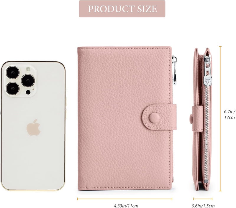 EutDett Leather Travel Wallet for Women, Slim RFID Blocking Passport Holder, Compact Passport Wallet with Zippered Coins Pocket and SIM Slots, Ladies Passport Cover - Image 4